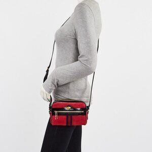 Gucci Red Suede Vintage Web Mini Ophidia Crossbody Bag